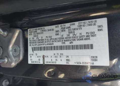 2015 Lincoln Mkc z USA, uszkodzony, nr VIN 5LMTJ2AH1FUJ09829